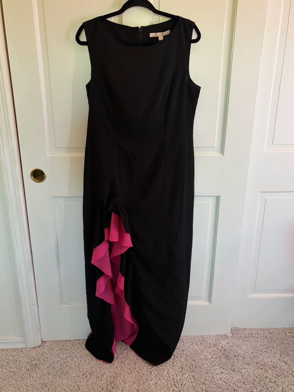 Hutch High-Low One-Shoulder Dress with Pink Ruffle